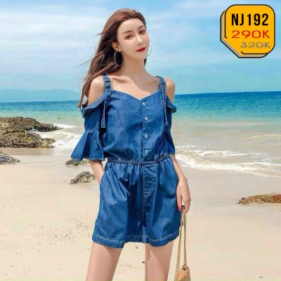 JUMSUIT DENIM ĐÙI TRỄ VAI TAY LOE - ND502